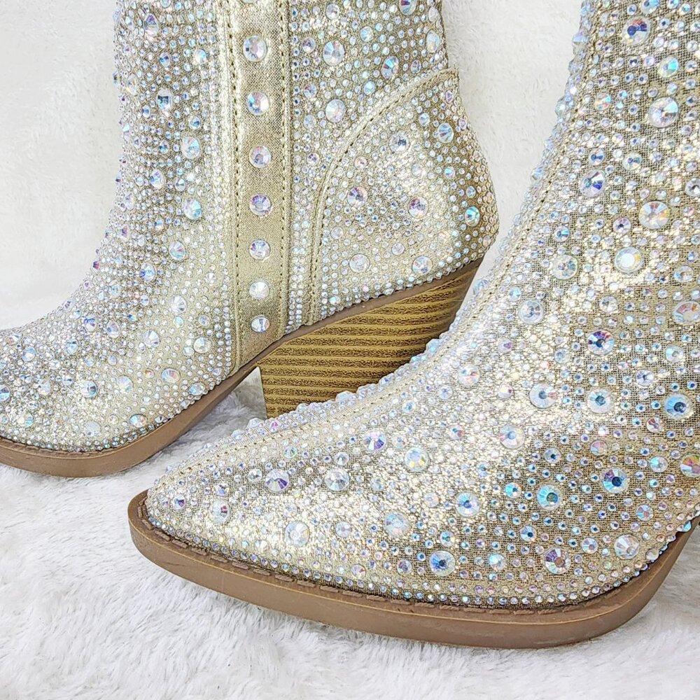 Angel Riders Rhinestones Country Glam Western Cowgirl Slouch Calf Boots - Picture 11 of 14